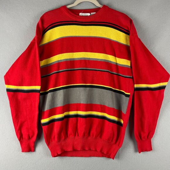 Vintage Jack Nicklaus Sweater Mens Large Striped Cotton Crew Neck Golf 80s 90s - Picture 1 of 12